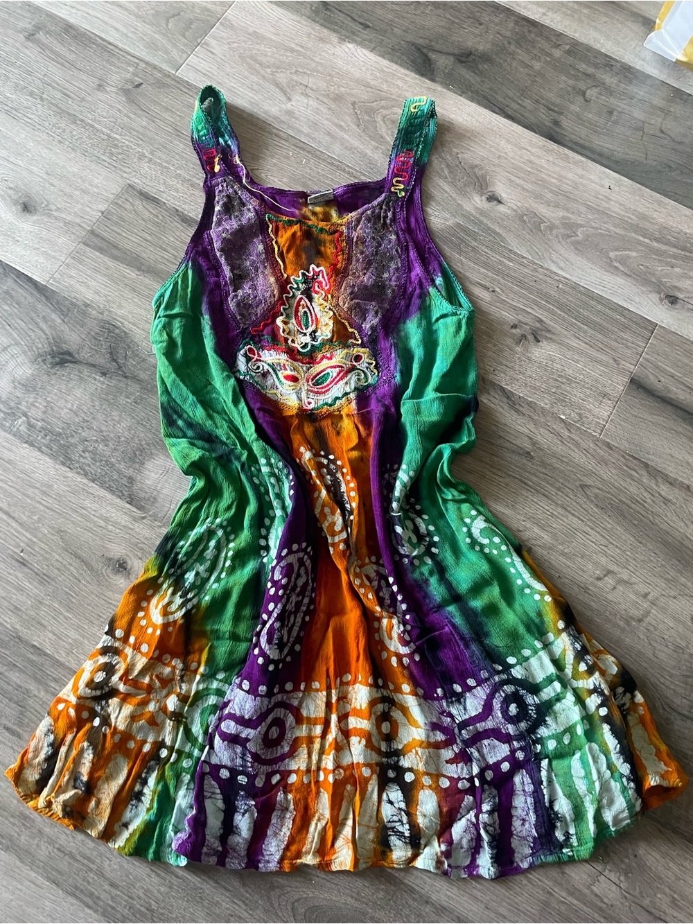 Shoreline Green, Purple & Orange Tie-Dye Boho Sundress